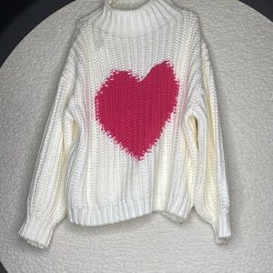 Turtle neck heart sweater